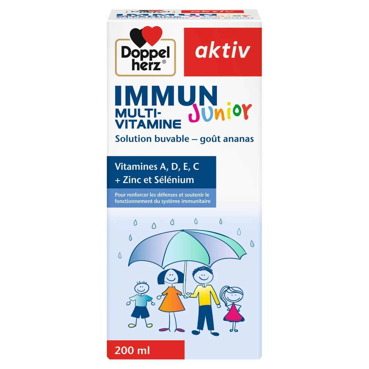 Illustration of the product packaging Doppelherz aktiv IMMUN Junior front view